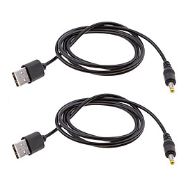 2pcs USB To DC DC Barrel Jack Power Cable Adapter Wire Connector 4.0x1.7mm