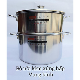 Mua Bộ nồi Luộc gà Kèm xửng hấp Inox  Nắp kính Lorente - Hàng chính hãng