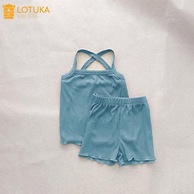 Quần áo trẻ em Lotuka bộ rời hai dây mẫu đồ bộ cho bé trai bé gái chất tăm lạnh siêu mát mùa hè cho bé yêu