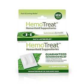 Viên đặt hậu môn hỗ trợ điều trị trĩ HEMOTREAT H giúp giảm nhanh đau trĩ, giảm 1 cấp độ trĩ sau 30 ngày sử dụng (12 viên đặt)