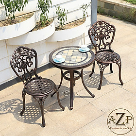 Mua Bộ Bàn Ghế Sân 60cm Vườn Ngoài Trời Outdoor Ban Công (100% Nhôm Đúc) Hàng Nhập Khẩu 100