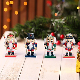 4Pcs 16cm Nutcracker Soldier Figurine Decoration Collectible Wooden Traditional Statue for Desktop Bedroom Living Room Themed Party Holiday