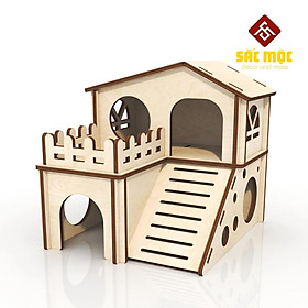 Mua Mô Hình Nhà 2 tầng #11 Gỗ Lắp Ráp Cho Lồng Chuột Hamster Size 17.5*19*18 cm