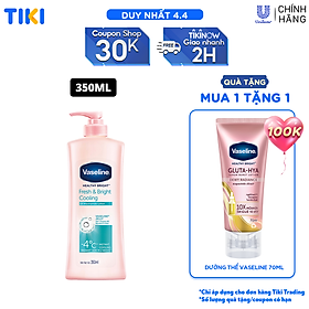 Sữa Dưỡng Thể 350Ml Vaseline Dưỡng Ẩm Sáng Da Fresh & Bright 10X Niacinamide Giúp Da Sáng Khỏe Mịn Căng Tinh Chất Menthol Mát Lạnh Như Tuyết Tan Trên Da