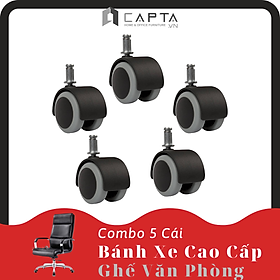 Combo bộ 5 bánh xe nhựa PU cao cấp dành cho ghế công thái học, ghế giám đốc, ghế trưởng phòng, ghế chơi game (Có bán lẻ) 