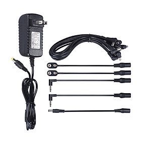Power Supply Adapter 9V DC 2000mA for Guitar Bass Effect with 8 Way Daisy Chain Splitter Lead Chord Cable / 2pcs Battery