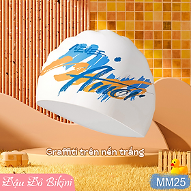 Mũ bơi silicon thanh thiếu niên, mũ bơi chống nước cho bé trai & gái lớn, co giãn cao, mềm mại nhẹ nhàng, vừa vặn thoải mái, in 4 lớp màu sắc đẹp bền | MM25