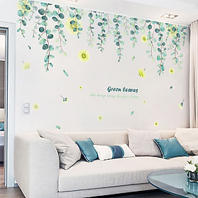 Decal dán tường chất liệu PVC loại 1 dày dặn, sắc nét, không độc hại, trang trí phòng khách- dây hoa rủ- mã sp QR2005
