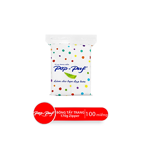 Bông Tẩy Trang Ép Biên POP-PUF Bao Zipper 170G, 100 Miếng/Bao