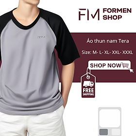 Áo thun cổ tròn Tera phối tay, chất liệu cotton cát cao cấp - FORMEN SHOP - FMPS237