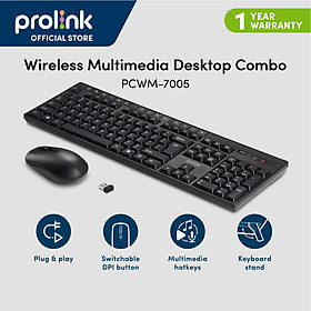 Bộ bàn phím chuột không dây PROLiNK PCWM7005 Fullsize cao cấp, chống thấm nước, thời lượng pin cao dành cho PC, Laptop - Hàng chính hãng