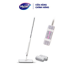 Cây lau nhà tự vắt phẳng sợi fiber xoay 360 độ thông minh lau sạch nhanh khô MyJae Đài Loan