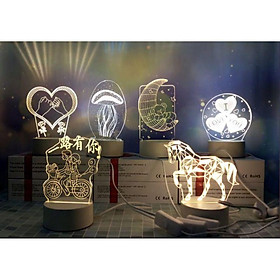 Mua Đèn ngủ 3D thay đổi 3 mầu sắc cực đẹp độ sáng phù hợp phòng ngủ
