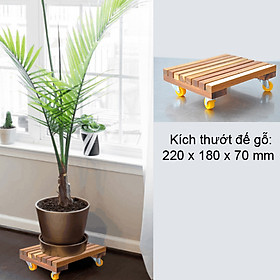 Mua Kệ gỗ Đế Gỗ đôn gỗ giá gỗ Lót Chậu Cây Có bánh Xe - Chậu Hoa bằng gỗ Tự Nhiên - Kích thướt 18 x 22 x 7cm