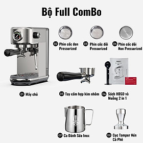 Máy Pha Cà Phê Espresso H10B nhỏ gọn pha espresso gia đình full chức năng DIY linh hoạt, bán tự động, Hàng Chính Hãng