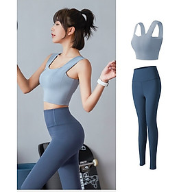 Bộ Đồ Tập Gym, Yoga Nữ 2 Món - Quần Áo Tập Gym Nữ Áo Bra Có Mút Đệm Và Quần Dài
