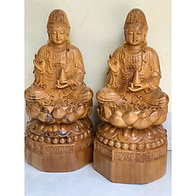 Mua TƯỢNG PHẬT MẸ QUAN ÂM BỒ TÁT GỖ BÁCH XANH THƠM NỨC KT CAO 40CM