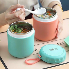 Ca giữ nhiệt đựng cháo, canh, súp miệng to dễ dàng lấy đồ ăn khi cần - Bình ủ cháo 430ml ruột inox cao cấp (Kèm thìa nhựa)