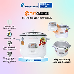 Mua Nồi Cơm Điện Comet CM8036 (Dung tích 1.8L) - Hàng Chính Hãng - Bảo Hành 12 Tháng