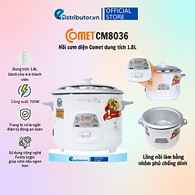 Nồi Cơm Điện Comet CM8036 (Dung tích 1.8L) - Hàng Chính Hãng - Bảo Hành 12 Tháng