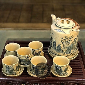 Mua Bộ Ấm Tích Men Rạn Bát Tràng Họa Tiết Trúc Lâm Thất Hiền Dáng Dương Dũng Dung Tích 1800ml AHL 23