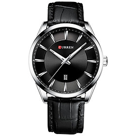 Đồng hồ đeo tay CURREN 8365 dành cho nam với dây đeo bằng da không thấm nước-Màu đen-Size Vỏ bạc