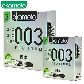  Combo 2 hộp Bao cao su Okamoto 0.03 Platinum Trong Suốt Mềm Mại Hộp 3 Cái
