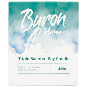 Byron Home Triple Scented Soy Candle Sea Salt Lime & Geranium