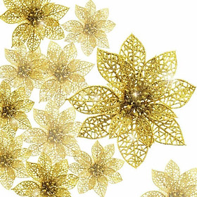 30 mảnh thơ ca với Giáng sinh long lanh, vật trang trí cây Giáng sinh 15cm trang trí hoa Giáng sinh cho vòng hoa (vàng)