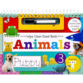 Wipe Clean Easel Book With Pen - Animals