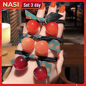 Hình ảnh Dây buộc tóc nữ Cherry [Set 3 dây] NASI dễ thương phong cách hàn quốc thun cột tóc nữ co giãn tốt phụ kiện tóc