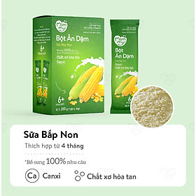 Bột ăn dặm sữa bắp non Mămmy cung cấp chất xơ hòa tan và Canxi bổ sung vitamin cho bé - 140gr