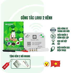 Công Tắc Điều Khiển Từ Xa Qua Điện Thoại Hunonic Lahu 4 kênh│Công tắc thông minh kết nối Wifi│ Hàng Việt