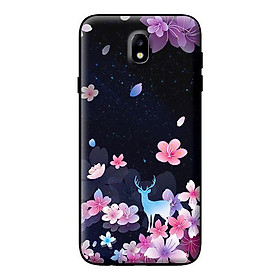 Ốp in cho Samsung Galaxy J7 Pro Hoa Hươu Nền Đen - Hàng chính hãng