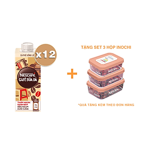 Tặng bộ 3 hộp inochi - Màu ngẫu nhiên Lốc 12 cà phê uống liền Nescafé cà