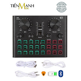 Sound Card Thu Âm Thanh, Livestream, Hát Karaoke Cuvave V8 Plus - Bluetooth, Pin Sạc USB Audio Interface Soundcard V8Plus - Kèm Móng Gẩy DreamMaker