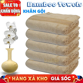 Hình ảnh Khăn gội sợi tre bestke combo 5 cái màu nâu, khăn đẹp xuất khẩu