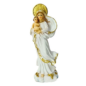 Blessed Mary and Jesus Figure Catholic Sculpture for Shelf Table