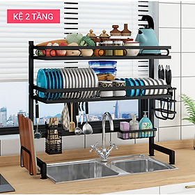 Kệ chén bát đa năng VANDO bằng thép carbon không gỉ, chống xước, sơn đen tĩnh điện, giá bát trên bồn rửa ráo nước cho nhà bếp sạch sẽ