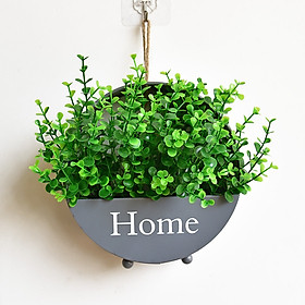 Giỏ hoa cỏ nhân tạo treo tường, để bàn nhiều mẫu đẹp thiết kế chữ home độc đáo trang trí nội thất, ban công, tiểu cảnh, decor nhà hàng, shop thời trang, quán cà phê, spa, khách sạn, lớp học sinh động, tự nhiên