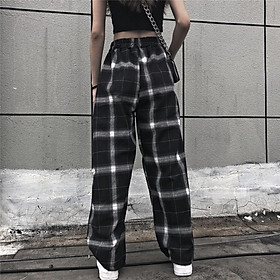 Quần Suông Kẻ Caro Ống Rộng Kéo Dài Chân Cực Hot