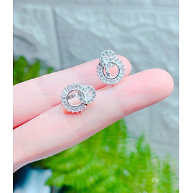 Bông tai bạc hoa đá chất liệu bạc s925 MS85b