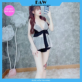 Đồ Ngủ Hai Dây Lụa Satin Phối Ren Cao Cấp Sexy Quyến Rũ Thương Hiệu Baw, Chất Liệu Lụa Mát Mịn Nhẹ Nhàng Cực Kỳ Lôi Cuốn NT709 (hình thật shop tự chụp) - Đen - ONE SIZE ( 40-60kg )