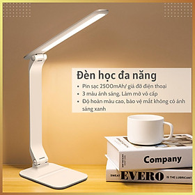 Mua Đèn học để bàn Pin sạc 3 nhiệt độ màu Làm mờ vô cấp Mặt Thanh Q808-2