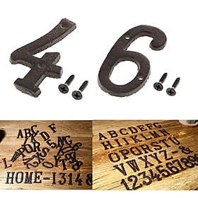 2x Wrought Iron Antique House Door Number Sign Plaque DIY Digit Numbers 4 6