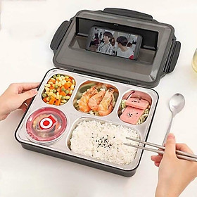 Mua Hộp Cơm Giữ Nhiệt Inox 5 Ngăn (Kèm Muỗng  Đũa Inox 304)