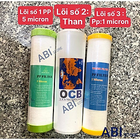 Bộ 3 lõi lọc nước số 123 (lõi số 1 pp 5 micron, lõi số 2 than, lõi số 3 pp 1 micron), Cục lọc nước RO