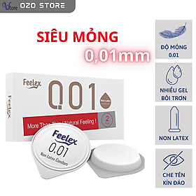 Bao cao Non-Latex Feelex 001, độ mỏng đạt chuẩn 0.01mm, nhiều gel bôi trơn