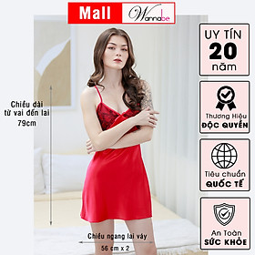 Đầm ngủ lụa cao cấp WANNABE DNS46 váy ngủ hở lưng phối ren nữ tính quyến rũ