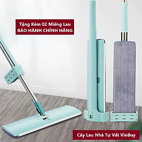 Hình ảnh Cây Lau Nhà Tự Vắt, Chổi Lau Nhà Thông Minh, Kèm Miếng Lau Microfiber Dày Dặn Lau Sạch Khô Nhanh - Hàng Chính Hãng VinBuy